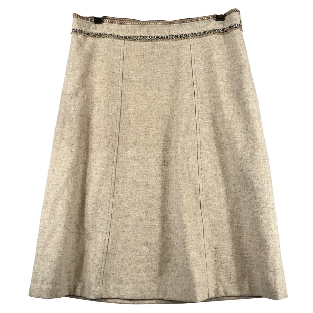 Gap 6 Wool Blend A-Line Skirt Oatmeal Beige Lined Classic Academia Woven Waist